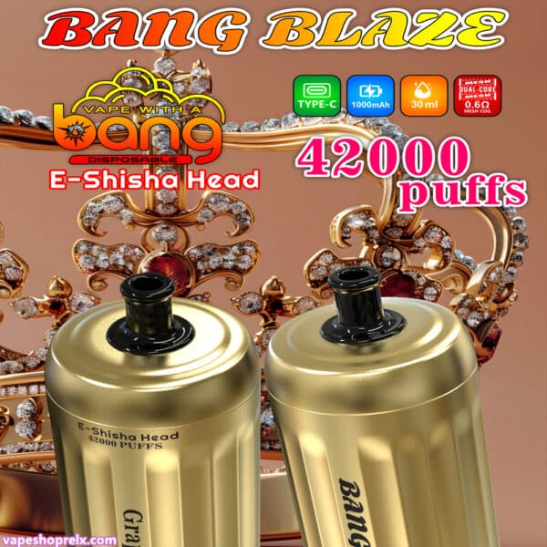 BANG E-SHISHA 42000Puffs 金色外觀拋棄式電子煙｜一次性電子水煙頭