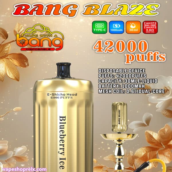 BANG E-SHISHA 42000Puffs 金色外觀拋棄式電子煙｜一次性電子水煙頭