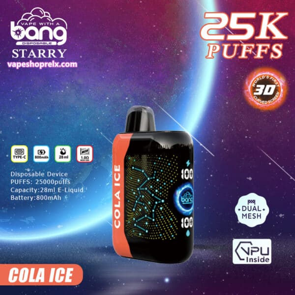 BANGSTARRY 25000 Puffs拋棄式電子煙｜星空風味霧化棒｜全新3D曲面屏幕