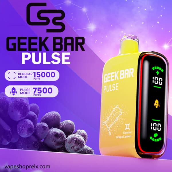 GEEK BAR PULSE 小火箭15000Puffs 一次性電子煙｜可充電LED顯示拋棄式霧化棒多模式調節